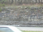 Mississippian Borden Formation, shelf with downslope fans and shales, I 64 just east of Morehead, Kentucky