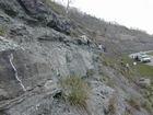 Road side outcrops expressing the geology of the stacked fluvial system sediments exposed in the Pennsylvanian Breathitt Formation just north of Louisa in Eastern Kentucky on US 23 on the western margin of the Appalachian Mountain foreland basin