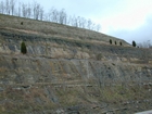 Road side outcrops expressing the geology of the stacked fluvial system sediments exposed in the Pennsylvanian Breathitt Formation just north of Louisa in Eastern Kentucky on US 23 on the western margin of the Appalachian Mountain foreland basin