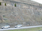 Road side outcrops expressing the geology of the stacked fluvial system sediments exposed in the Pennsylvanian Breathitt Formation just north of Louisa in Eastern Kentucky on US 23 on the western margin of the Appalachian Mountain foreland basin