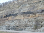 Road side outcrops expressing the geology of the stacked fluvial system sediments exposed in the Pennsylvanian Breathitt Formation just north of Louisa in Eastern Kentucky on US 23 on the western margin of the Appalachian Mountain foreland basin