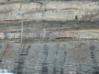 Road side outcrops expressing the geology of the stacked fluvial system sediments exposed in the Pennsylvanian Breathitt Formation just north of Louisa in Eastern Kentucky on US 23 on the western margin of the Appalachian Mountain foreland basin
