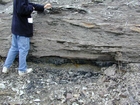 Road side outcrops expressing the geology of the stacked fluvial system sediments exposed in the Pennsylvanian Breathitt Formation just north of Louisa in Eastern Kentucky on US 23 on the western margin of the Appalachian Mountain foreland basin