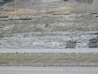 Road side outcrops expressing the geology of the stacked fluvial system sediments exposed in the Pennsylvanian Breathitt Formation just north of Louisa in Eastern Kentucky on US 23 on the western margin of the Appalachian Mountain foreland basin