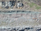 Intertidal carbonate storm deposits in outcrops of the Upper Mississippian Newman Formation. Roadcuts on Rt 519 of Eastern Kentucky south of Morehead in the western Appalachian Mountains