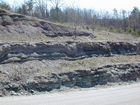 Intertidal carbonate storm deposits in outcrops of the Upper Mississippian Newman Formation. Roadcuts on Rt 519 of Eastern Kentucky south of Morehead in the western Appalachian Mountains
