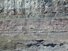 Intertidal carbonate storm deposits in outcrops of the Upper Mississippian Newman Formation. Roadcuts on Rt 519 of Eastern Kentucky south of Morehead in the western Appalachian Mountains