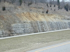 Mississippian Newman Limestone shallow water high energy Ooid shoal facies Eastern Kentucky on I 64 in Western Appalachian Mountains close to Olive Hill