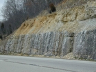 Mississippian Newman Limestone shallow water high energy Ooid shoal facies Eastern Kentucky on I 64 in Western Appalachian Mountains close to Olive Hill