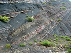 Pound Gap where the lower portion of the thin bedded Mississippian Grainger Formation is composed of alternating thin sands and shale and it is in contact with the underlying top of the Lower Mississippian Sunbury Shale