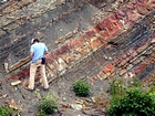 Pound Gap where the lower portion of the thin bedded Mississippian Grainger Formation is composed of alternating thin sands and shale