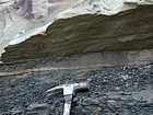 Pound Gap where sole marks occur on the bedding plane of the base of the sands in the middle portion of the Mississippian Grainger Formation and the sands exhibit a Bouma sequence