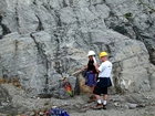 Contact between top unit 112 and base of 111 from the Kentucky Geological Survey measured section, 1998 field trip. Shallow water limestones of the Lower Mississippian Newman Limestone Formation exposed in Pound Gap, Kentucky