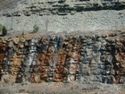 Silurian, Bisher Formation at Herron overlain by Devonian Ohio Shale. Bisher is high energy shallow water carbonate