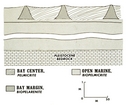 Cross Section of West Andros showing how coast has prograded (Kendall after Geblein