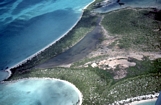 Small saline pond at the southern end of the north western shore of Normans Pond Cay, Exumas, Bahamas