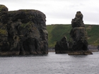 Sea Stacks of the Upper Clare Shale of the Upper Carboniferous (Namurian) exposed in the cliffs just south west of Bromore West of Co Kerry. These outcrops are just north of Ballybunion. The shales represent a change in the depositional setting from the underlying Dinantian carbonates.