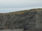 Exposures of Upper Clare Shale overlain by Ross Formation in the cliffs west of Bromore West and Drom in Co Kerry. These Namurian outcrops are south of Kilconly best seen from the Shannon Estuary. The shales evolve upward in depositional setting from a deeper euxinic setting with an influx of shales that upward change to turbiditic sands (Rider, 1969, and Martinsen, 1989).