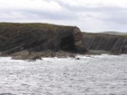 Exposures of Ross Formation in the cliffs west and south of Drom in Co Kerry. These Namurian outcrops turbiditic sands extend south east from the ruined Castle at Leck Point and are best seen from the Shannon Estuary (Rider, 1969, Martinsen, 1989; and Pyles, 2007).