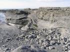 Ledge exposing the slumped Ross Slide of Gill (1954) and also described as a series of sedimentary slumped features by Strachen (2002).