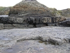 Megaflute in the sandier section below the condensed deeper water sections with Goniatite fauna in the Ross Formation of Dunmore Bay