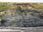 Pleistocene glacial heave in the overburden above the condensed deeper water sections with Goniatite fauna in the Ross Formation of Dunmore Bay