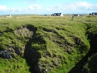 Slumping turfcovered cliffs just south of Fisherman's Point.