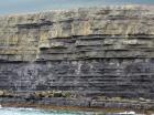 Kilclogher Cliffs exposing deepwater sandstone lobes of the Ross Formation. In the section below are thinner bedded more distal portions of lobes while above are thicker bedded sands towards axies of the lobes.