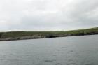 Between Kilclogher and Rehy Cliffs are exposures of the deepwater sandstone lobes of the Ross Formation. Thicker bedded amalgamated channeled sands represent the proximal axies of deepwater lobes interbedded with lobe and channel wing sands. A monocline dips towards viewer.