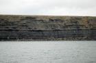 Kilclogher Cliffs exposing deepwater sandstone lobes of the Ross Formation. In the section below are thinner bedded more distal portions of lobes. Note basal thicker bedded unit of more proximal character and potentially amalgamated channeling. At top of section are thicker bedded sands, some channeled, towards axies of the lobes.