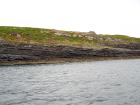 Kilcredaun Cliffs in the vicinity of the Kilcredaun lighthouse. Outcropping in these cliffs are thin bedded turbidite channel fill and turbidite sand lobes in the Upper Carboniferous Namurian Ross Formation. Photographs taken from the fishing vessel Draiocht out of Carrigaholt on the northern shore of the Shannon Estuary.