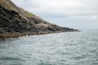 Kilcredaun Cliffs in the vicinity of the Kilcredaun lighthouse. Outcropping in these cliffs are thin bedded turbidite channel fill and turbidite sand lobes in the Upper Carboniferous Namurian Ross Formation. Photographs taken from the fishing vessel Draiocht out of Carrigaholt on the northern shore of the Shannon Estuary.