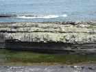 Irregularly bedded sandstone sheets of deepwater lobes of Ross Formation with some of the irregular character representing the cross sections of megaflute fill.