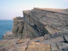 Top of cliff are rhythmically bedded silts and muds (Andy Pulham personal communication and Martinsen et al., 2008). Below are cross bedded sands of Tullig Formation of Upper Carboniferous or Namurian age. These are wave and current sorted delta front sands filling distributary channels and/or proximal bar sands (Andy Pulham personal communication and Martinsen et al., 2008).