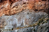 Allochthonous of Cut Off Member of West Face of Guadalupe Mountains. Channel fill in basin margin slope of Permian Delaware Basin of West Texas. Lowstand unstable carbonate shed from basin margin bypassing into deeper basin over carbonate margin of Bone Spring.