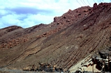 Complex of the cut and fill of Jurassic chanelled carbonate turbidites and pelagic shales in a mid fan position. Photo located in the Oed Ziz to the north of the Tunnel de Legionaire in the High Atlas of Morroco.