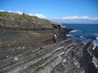 Kilcredaun exposure of turbidite sand sheets and channelized turbidite fans from Upper Carboniferous Ross Sandstone formation, Western Ireland.