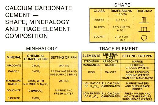 Characteristics of carbonate cements based largely on Folk.